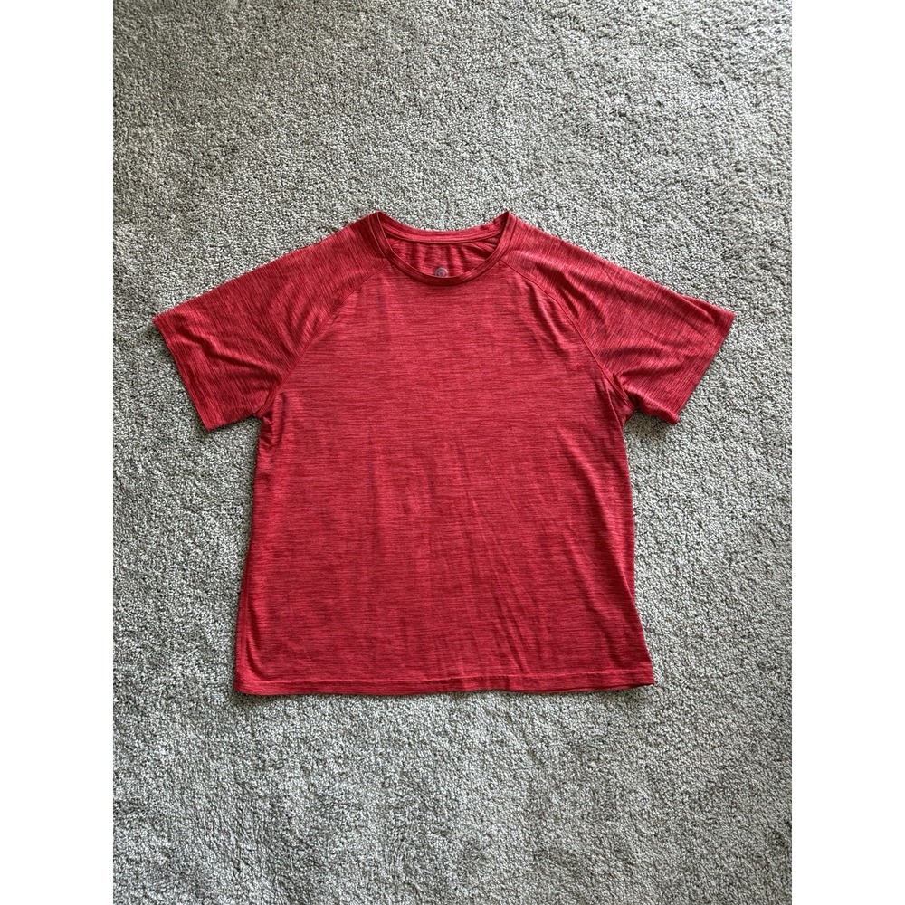 Champion Men's L Red Heathered Lightweight Crew Neck Logo Activewear T-Shirt